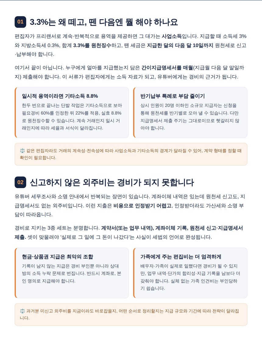 외주비 3.3% 원천징수와 경비 인정 요건