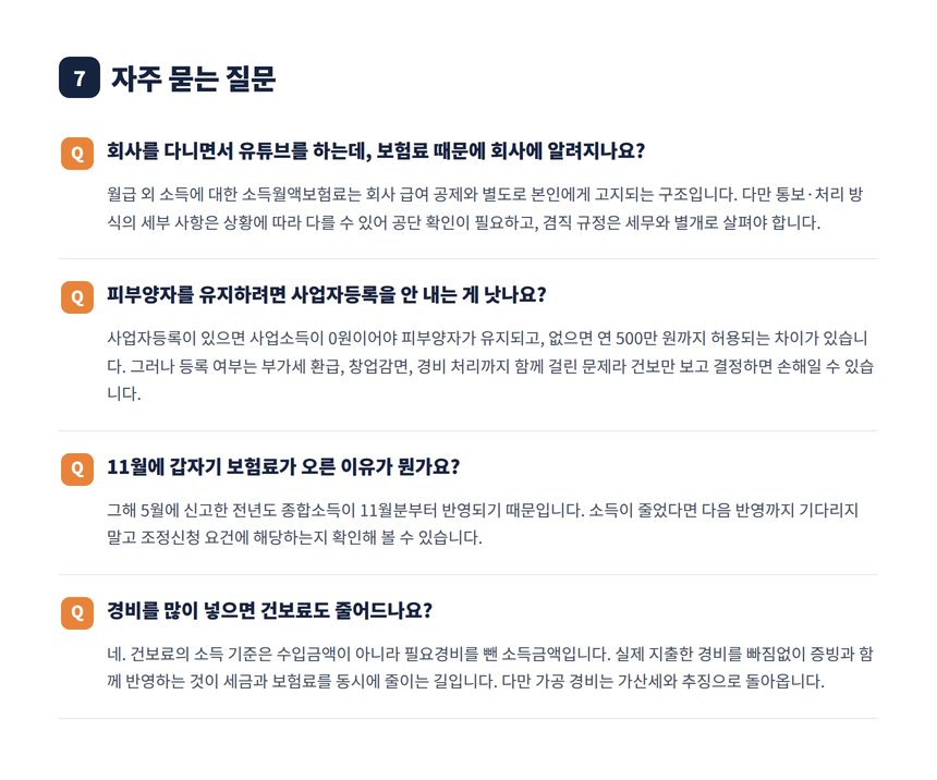 유튜버 건강보험료 자주 묻는 질문 4가지