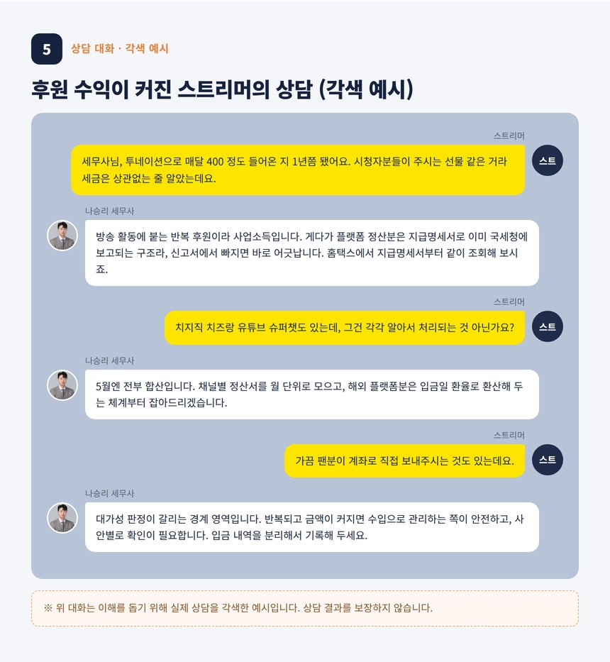 투네이션 세무사 상담 대화 각색 예시