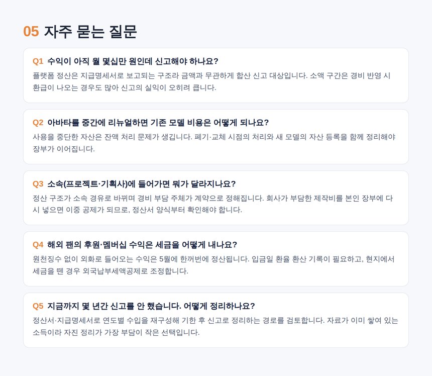 버튜버 세무사 자주 묻는 질문