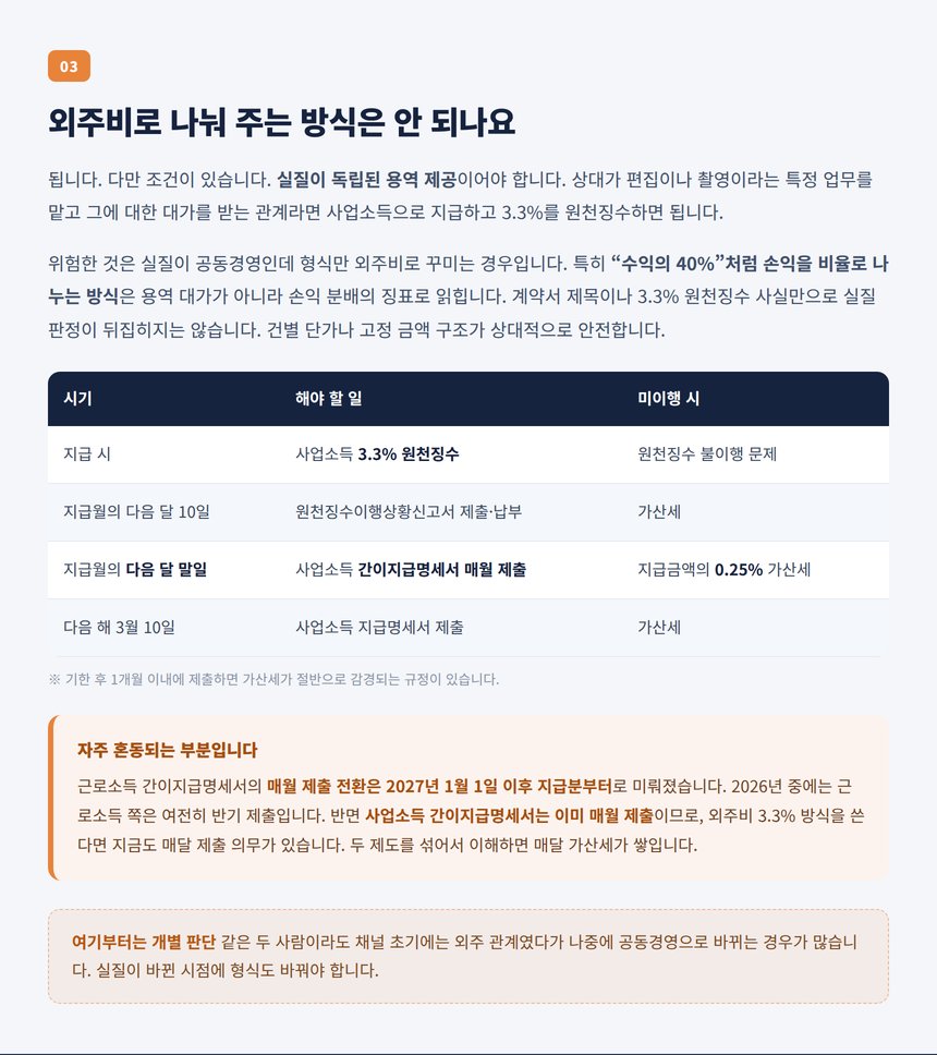외주비로 나눠 주는 방식은 안 되나요