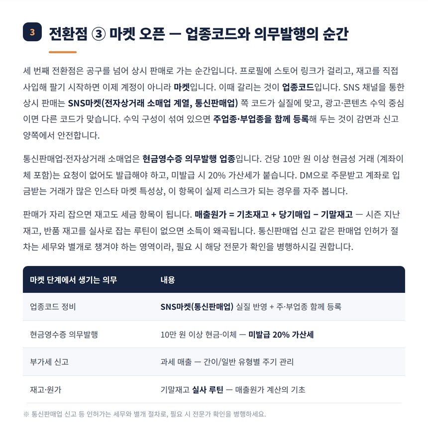 마켓 오픈 업종코드와 현금영수증 의무발행 정리표