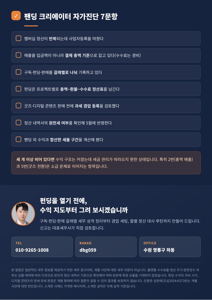 팬딩 크리에이터 자가진단 7문항과 안내
