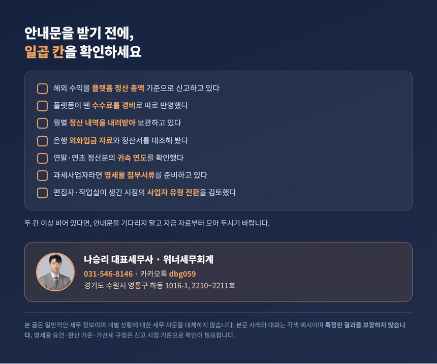 해외 수익 자가진단 체크리스트와 상담 안내