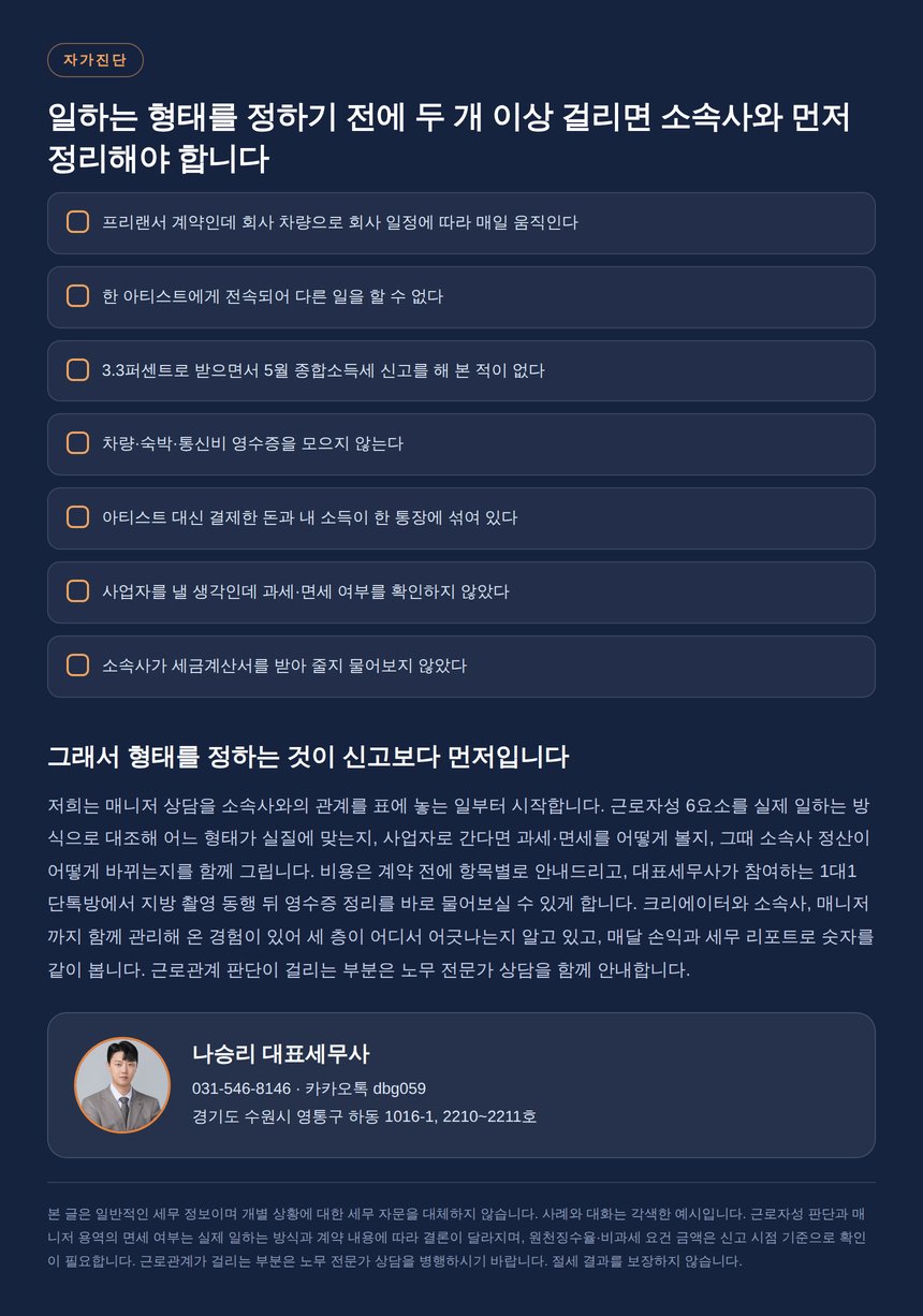 매니저 자가진단 체크리스트와 상담 안내